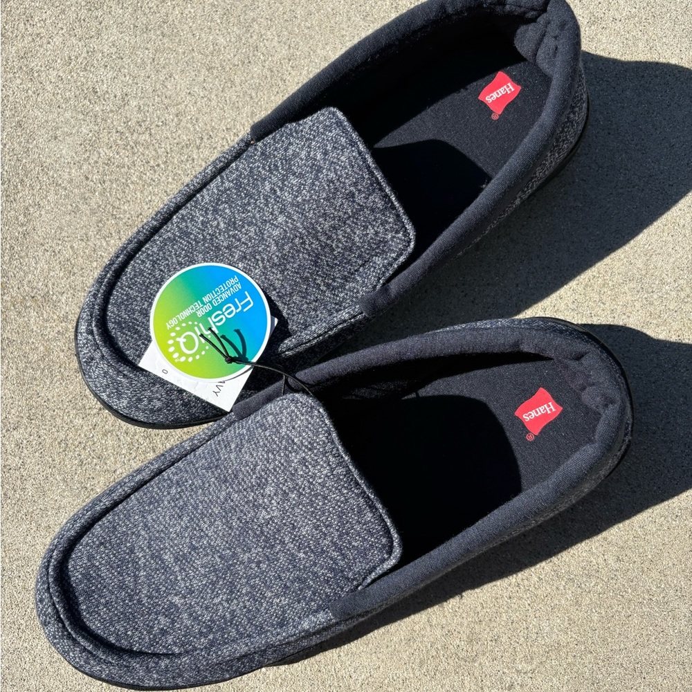 Hanes Memory Foam Indoor Outdoor Navy Blue Slippers
